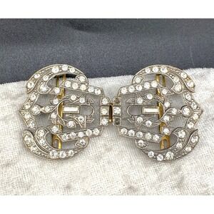 Vintage Sash Buckle Silver Tone Rhinestone READ